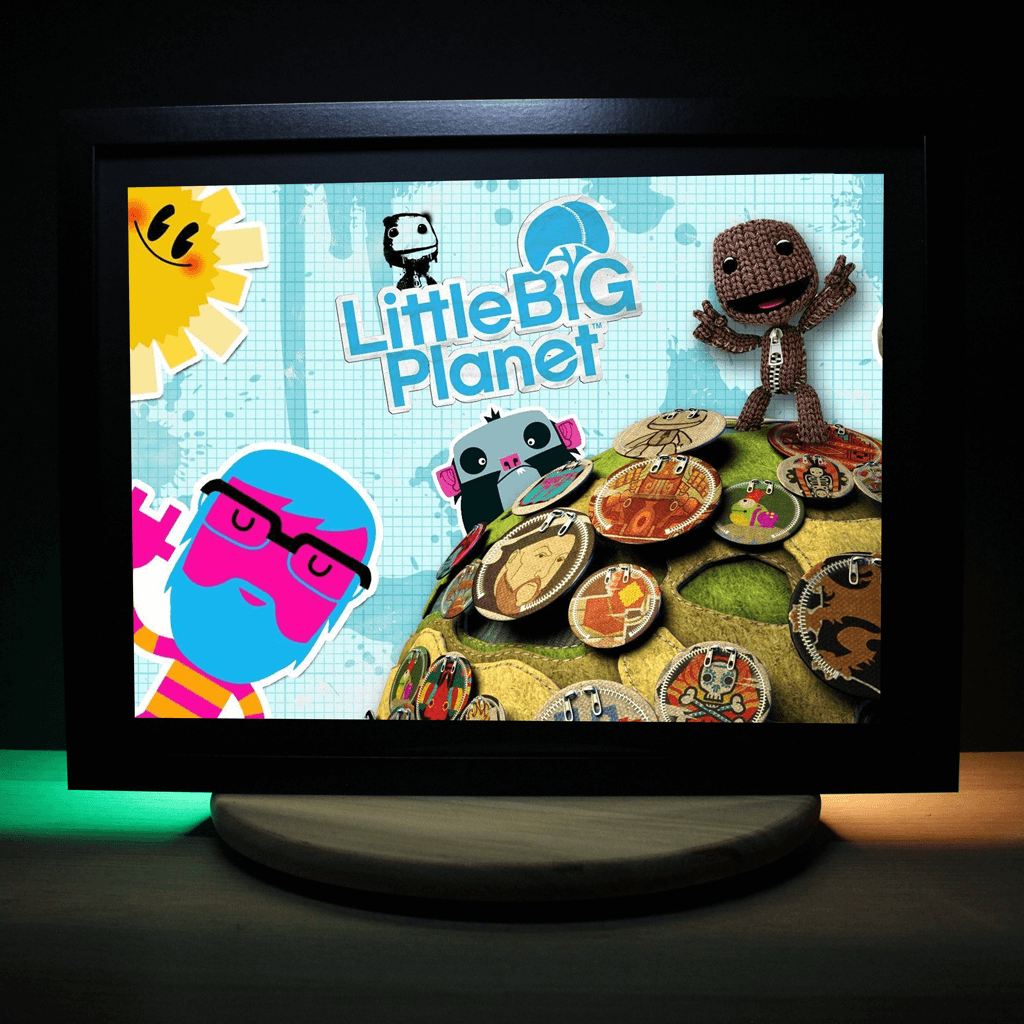 Dioramax - Cadre lumineux LED Little big planet | Déco Gaming-room | Tableau lumineux | Affiche jeux vidéo | Idée cadeau gamer | Retro-gaming