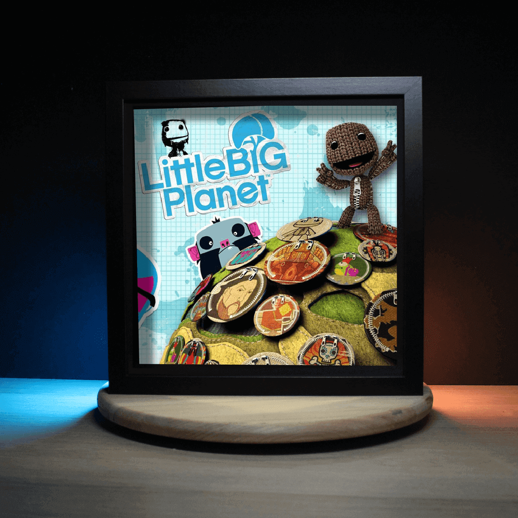 Dioramax - Cadre lumineux LED Little big planet | Déco Gaming-room | Tableau lumineux | Affiche jeux vidéo | Idée cadeau gamer | Retro-gaming