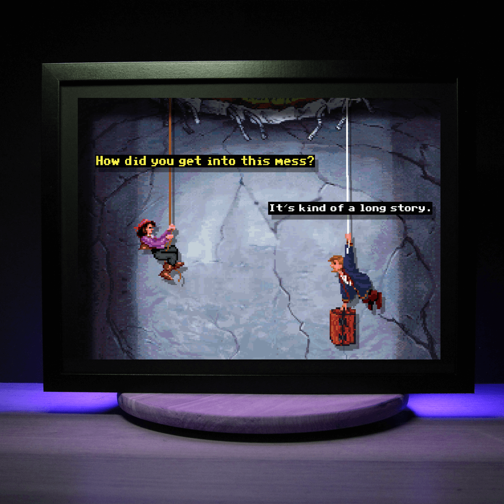 Dioramax - Cadre lumineux LED Monkey Island | Déco Gaming-room | Tableau lumineux | Affiche jeux vidéo | Idée cadeau gamer | Retro-gaming