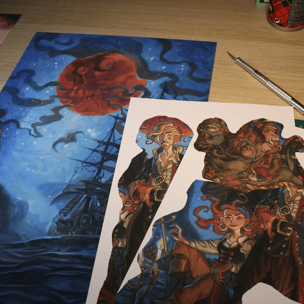 Dioramax - Cadre lumineux LED Monkey island | Déco Gaming-room | Tableau lumineux | Affiche jeux vidéo | Idée cadeau gamer | Retro-gaming
