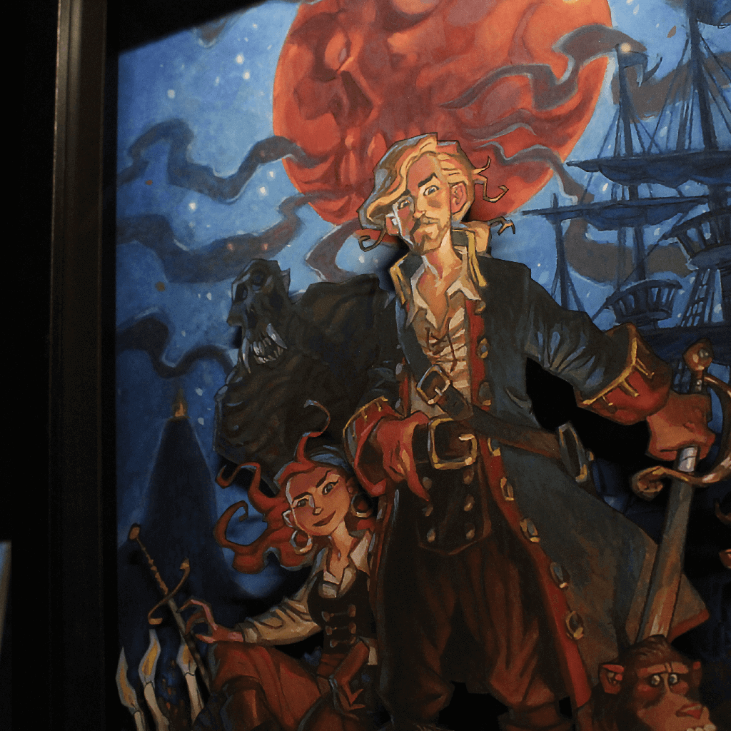 Dioramax - Cadre lumineux LED Monkey island | Déco Gaming-room | Tableau lumineux | Affiche jeux vidéo | Idée cadeau gamer | Retro-gaming