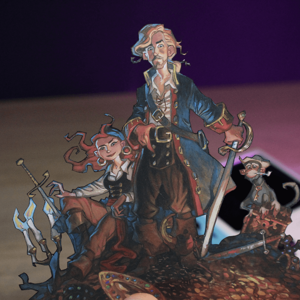 Dioramax - Cadre lumineux LED Monkey island | Déco Gaming-room | Tableau lumineux | Affiche jeux vidéo | Idée cadeau gamer | Retro-gaming