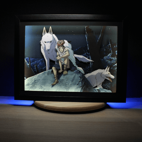 Diorama Mononoke, déco gaming room, cadre lumineux