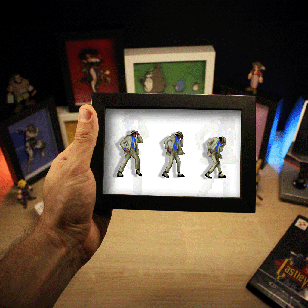 Dioramax - Cadre lumineux LED Moonwalker | Déco Gaming-room | Tableau lumineux | Affiche jeux vidéo | Idée cadeau gamer | Retro-gaming