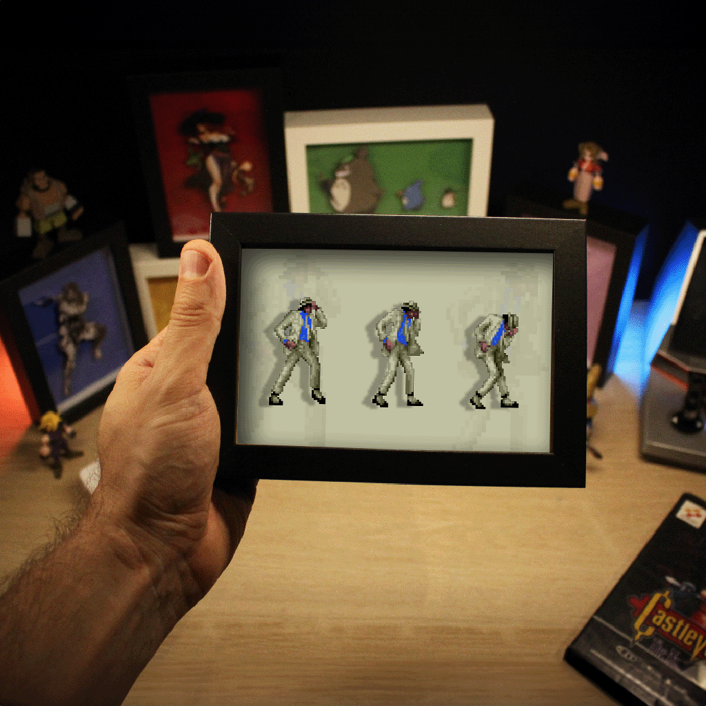 Dioramax - Cadre lumineux LED Moonwalker | Déco Gaming-room | Tableau lumineux | Affiche jeux vidéo | Idée cadeau gamer | Retro-gaming