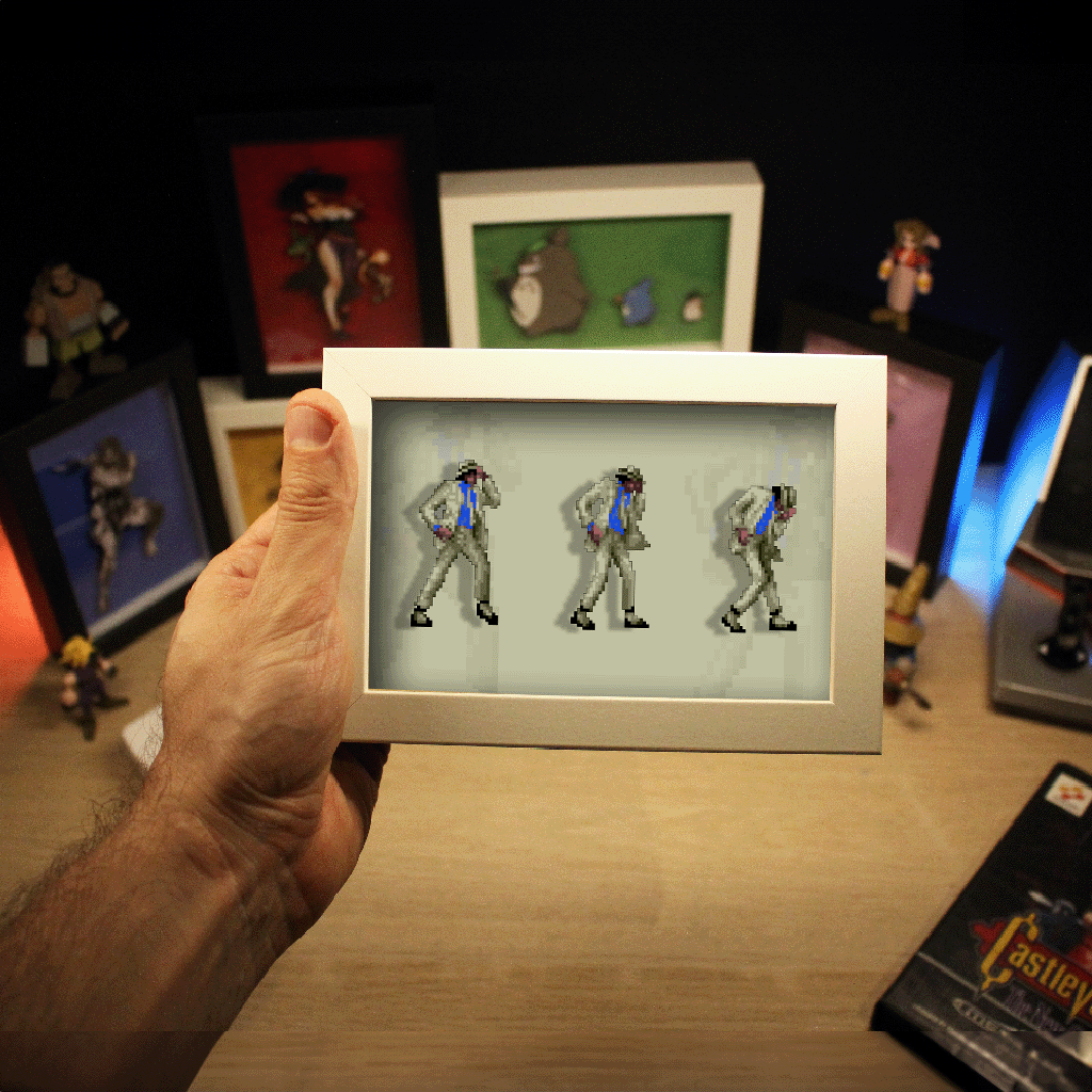 Dioramax - Cadre lumineux LED Moonwalker | Déco Gaming-room | Tableau lumineux | Affiche jeux vidéo | Idée cadeau gamer | Retro-gaming