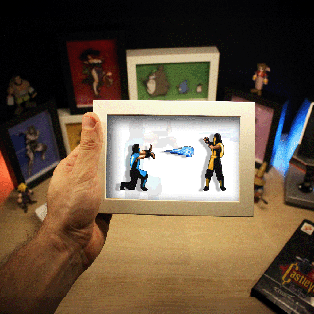 Dioramax - Cadre lumineux LED Mortal Kombat| Déco Gaming-room | Tableau lumineux | Affiche jeux vidéo | Idée cadeau gamer | Retro-gaming