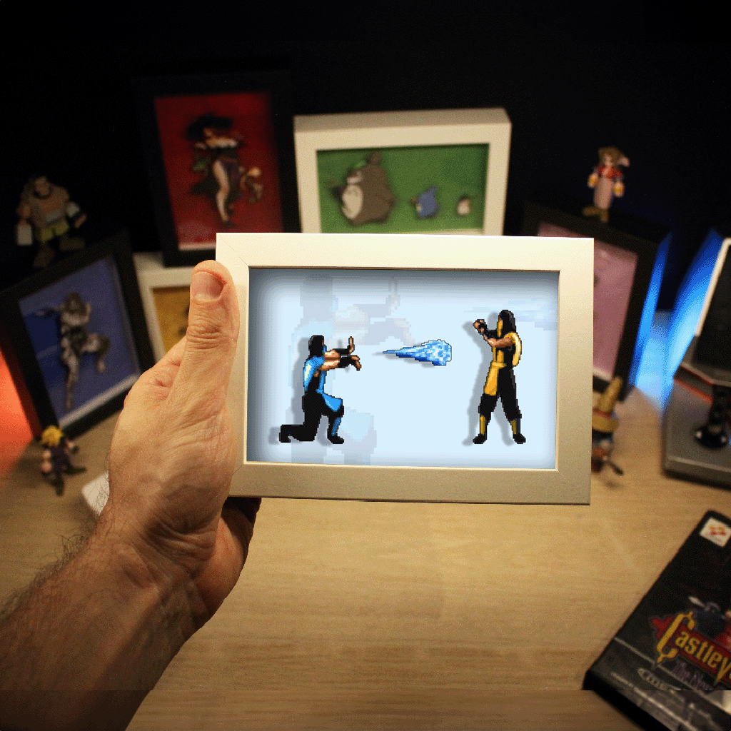Dioramax - Cadre lumineux LED Mortal Kombat| Déco Gaming-room | Tableau lumineux | Affiche jeux vidéo | Idée cadeau gamer | Retro-gaming