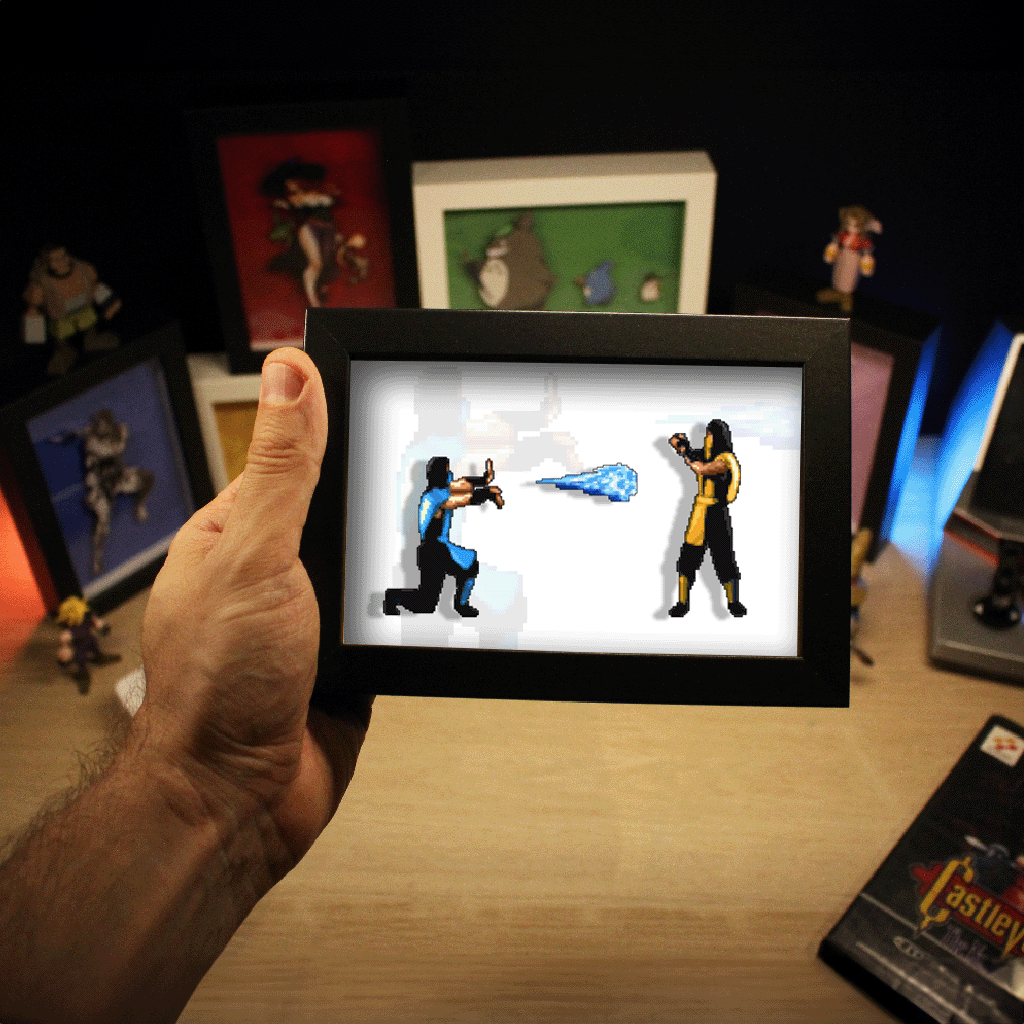 Dioramax - Cadre lumineux LED Mortal Kombat| Déco Gaming-room | Tableau lumineux | Affiche jeux vidéo | Idée cadeau gamer | Retro-gaming