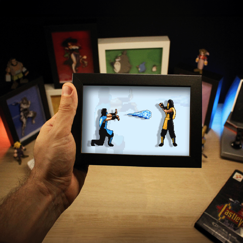 Dioramax - Cadre lumineux LED Mortal Kombat| Déco Gaming-room | Tableau lumineux | Affiche jeux vidéo | Idée cadeau gamer | Retro-gaming