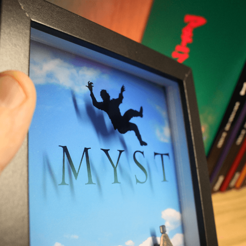 Dioramax - Cadre lumineux LED Myst | Déco Gaming-room | Tableau lumineux | Affiche jeux vidéo | Idée cadeau gamer | Retro-gaming