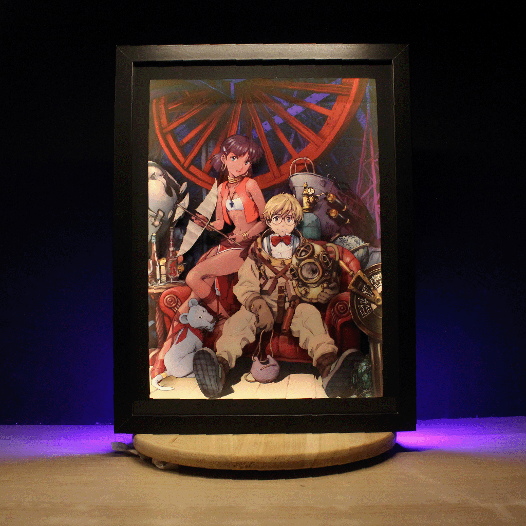 Dioramax - Cadre lumineux LED Nadia | Déco Gaming-room | Tableau lumineux | Affiche jeux vidéo | Idée cadeau gamer | Retro-gaming