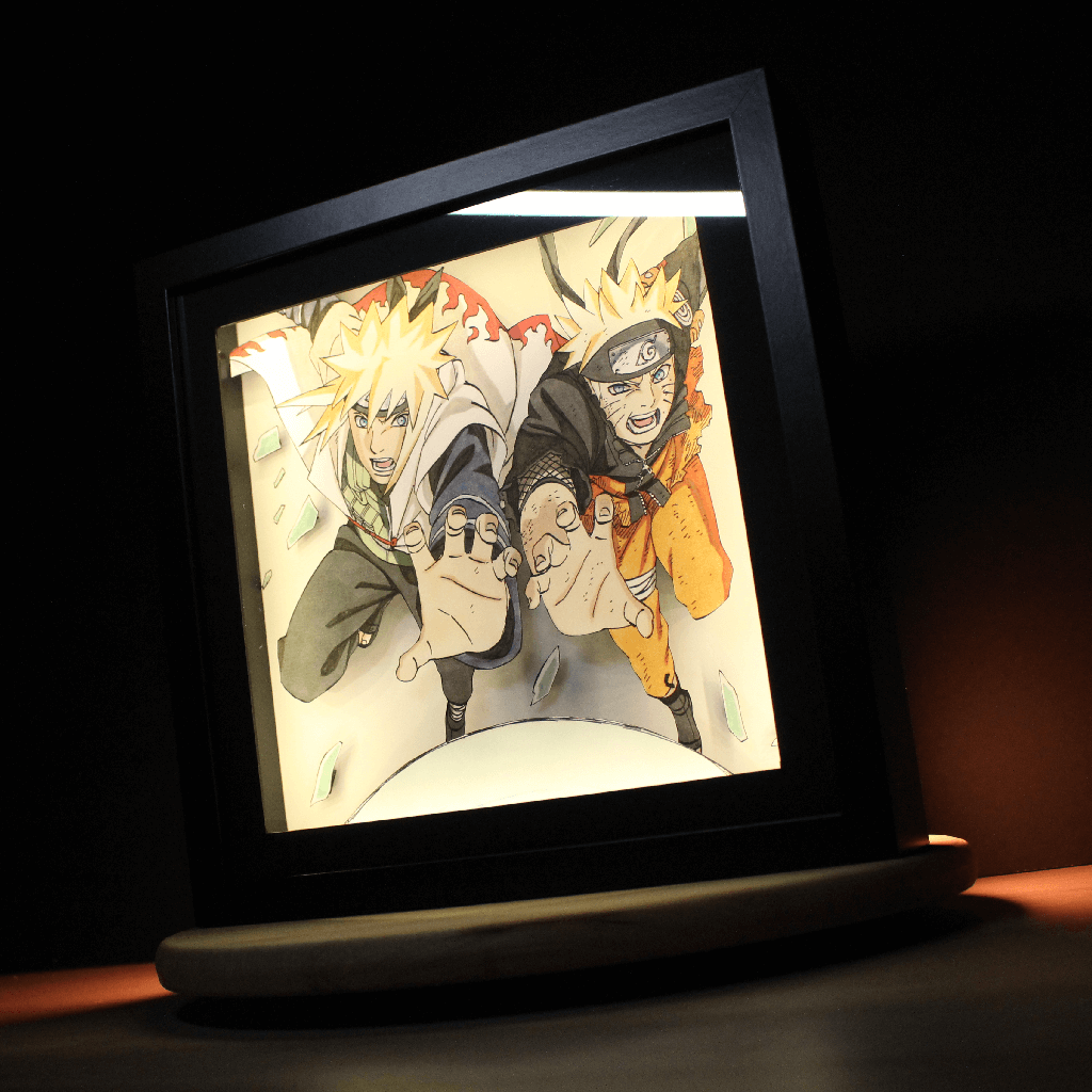 Dioramax - Cadre lumineux LED Naruto | Déco Gaming-room | Tableau lumineux | Affiche jeux vidéo | Idée cadeau gamer | Retro-gaming