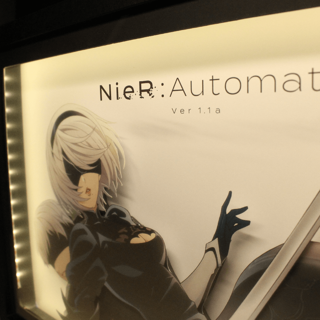 Dioramax - Cadre lumineux LED Nier Automata | Déco Gaming-room | Tableau lumineux | Affiche jeux vidéo | Idée cadeau gamer | Retro-gaming