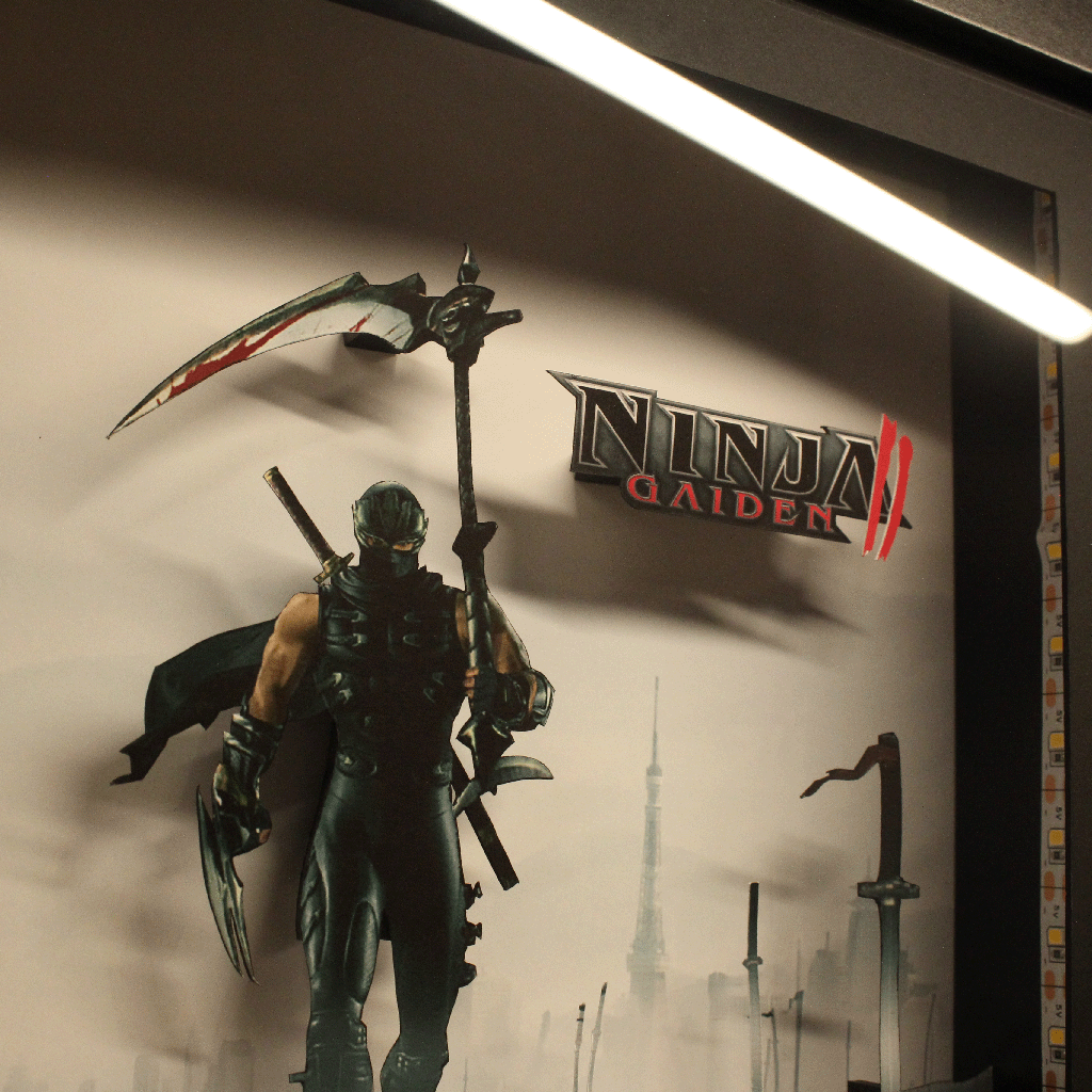 Dioramax - Cadre lumineux LED Ninja Gaiden 2 | Déco Gaming-room | Tableau Final Fantasy VII | Affiche jeux vidéo | Idée cadeau gamer | Retro-gaming