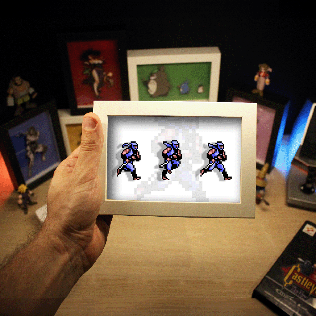 Dioramax - Cadre lumineux LED Ninja gaiden | Déco Gaming-room | Tableau lumineux | Affiche jeux vidéo | Idée cadeau gamer | Retro-gaming