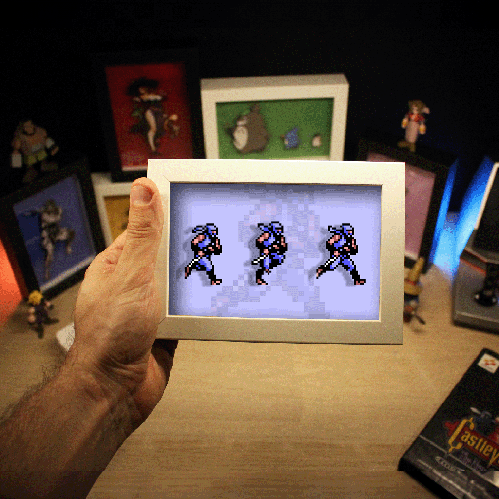 Dioramax - Cadre lumineux LED Ninja gaiden | Déco Gaming-room | Tableau lumineux | Affiche jeux vidéo | Idée cadeau gamer | Retro-gaming