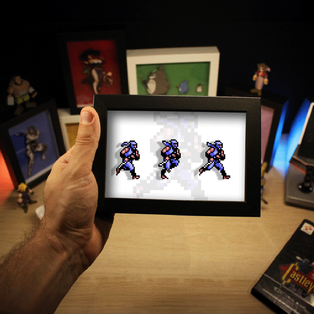 Dioramax - Cadre lumineux LED Ninja gaiden | Déco Gaming-room | Tableau lumineux | Affiche jeux vidéo | Idée cadeau gamer | Retro-gaming