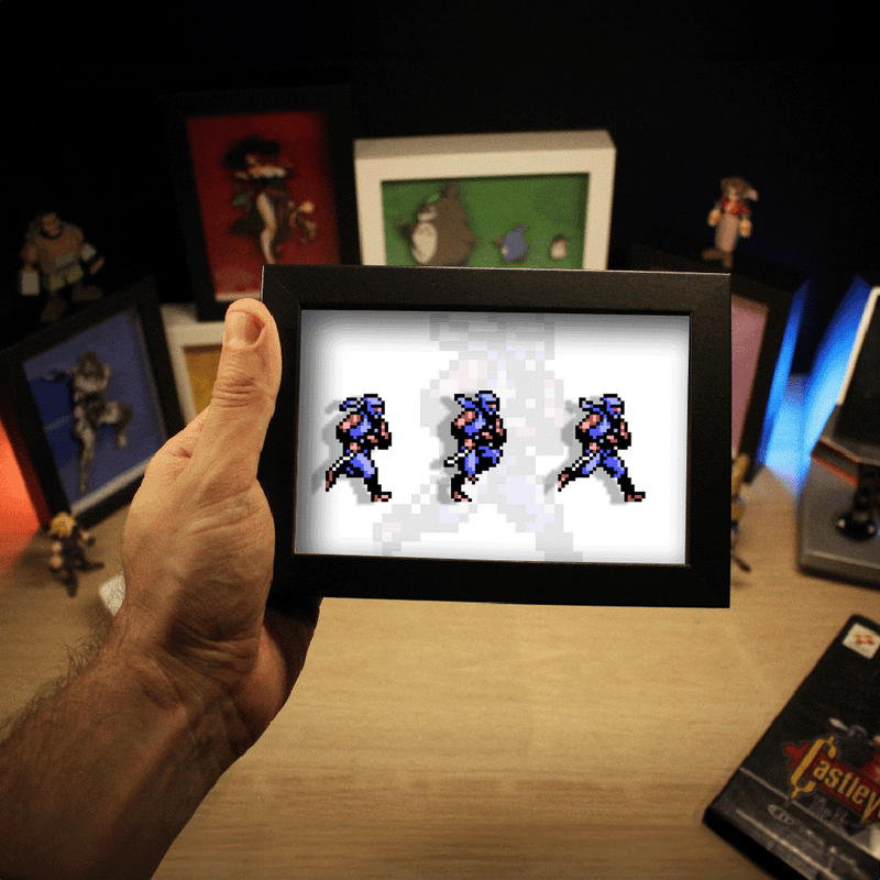 Dioramax - Cadre lumineux LED Ninja gaiden | Déco Gaming-room | Tableau lumineux | Affiche jeux vidéo | Idée cadeau gamer | Retro-gaming