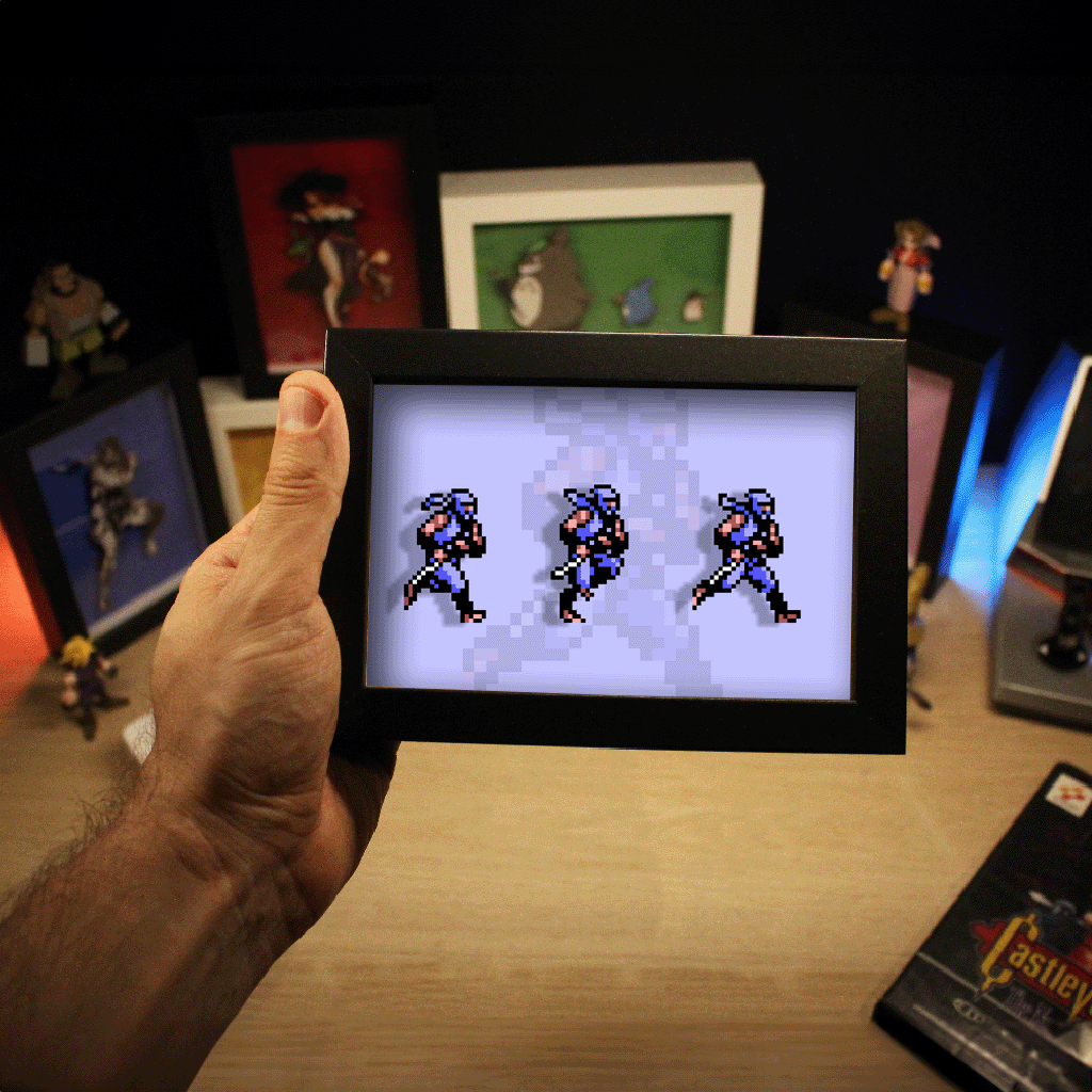 Dioramax - Cadre lumineux LED Ninja gaiden | Déco Gaming-room | Tableau lumineux | Affiche jeux vidéo | Idée cadeau gamer | Retro-gaming