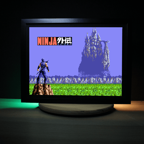 Diorama Ninja Gaiden, cadre lumineux, déco gaming room
