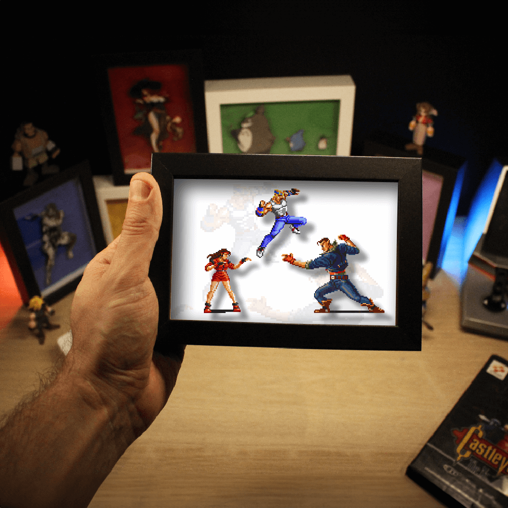 Dioramax - Cadre lumineux LED Street of Rage | Déco Gaming-room | Tableau lumineux | Affiche jeux vidéo | Idée cadeau gamer | Retro-gaming