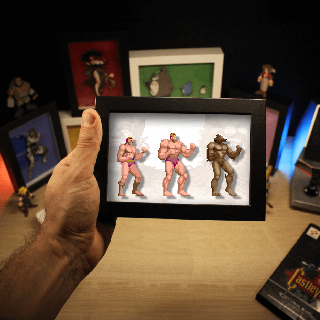 Dioramax - Cadre lumineux LED Altered Beast | Déco Gaming-room | Tableau lumineux | Affiche jeux vidéo | Idée cadeau gamer | Retro-gaming
