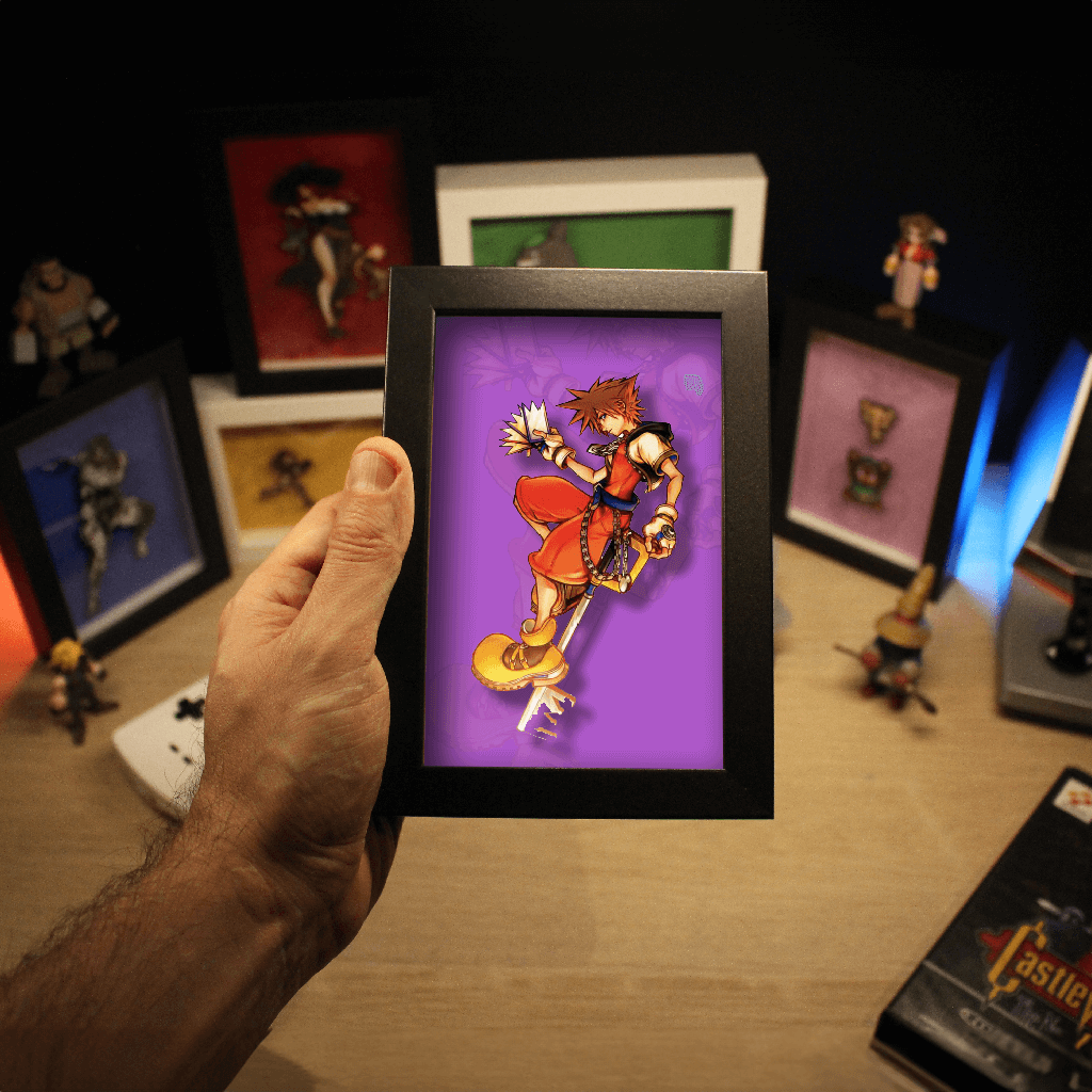 Dioramax - Cadre lumineux LED Kingdom Heart | Déco Gaming-room | Tableau lumineux | Affiche jeux vidéo | Idée cadeau gamer | Retro-gaming