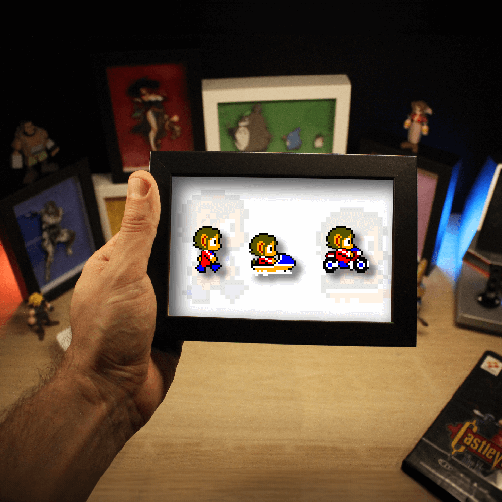 Dioramax - Cadre lumineux LED Alex Kidd | Déco Gaming-room | Tableau lumineux | Affiche jeux vidéo | Idée cadeau gamer | Retro-gaming