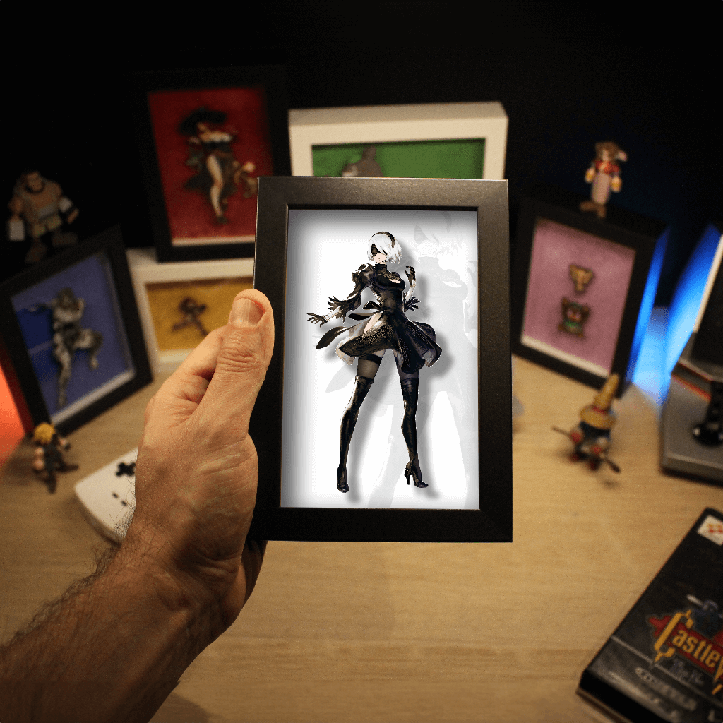 Dioramax - Cadre lumineux LED Nier | Déco Gaming-room | Tableau lumineux | Affiche jeux vidéo | Idée cadeau gamer | Retro-gaming