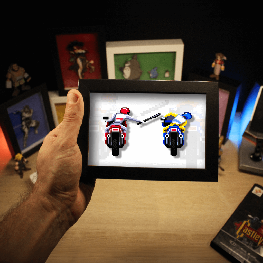 Dioramax - Cadre lumineux LED Road Rash | Déco Gaming-room | Tableau lumineux | Affiche jeux vidéo | Idée cadeau gamer | Retro-gaming