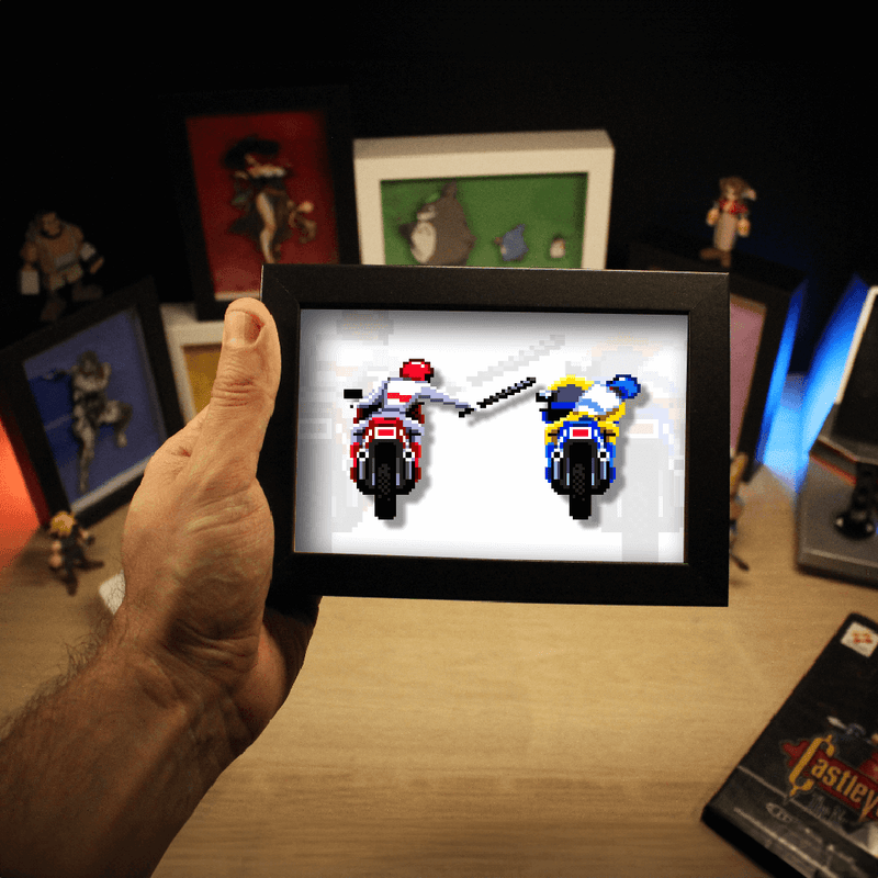 Dioramax - Cadre lumineux LED Road Rash | Déco Gaming-room | Tableau lumineux | Affiche jeux vidéo | Idée cadeau gamer | Retro-gaming