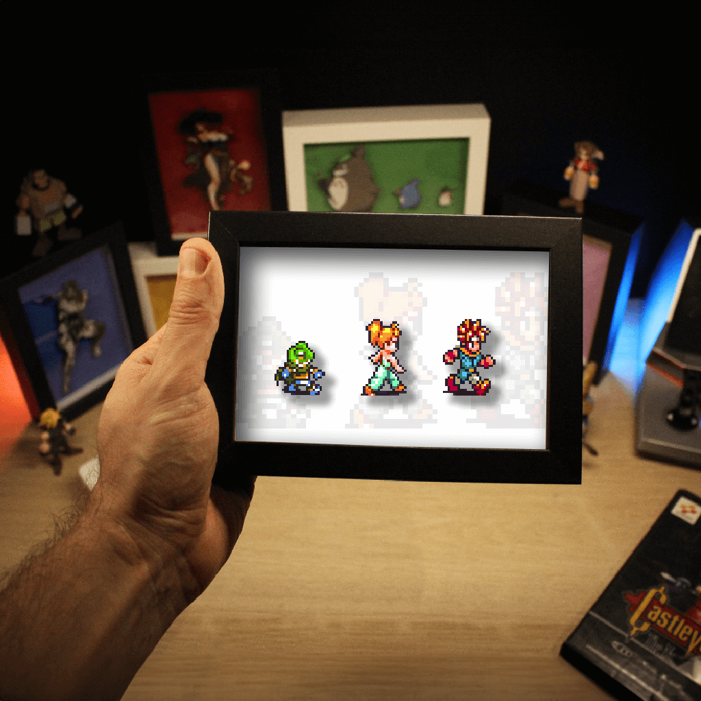 Dioramax - Cadre lumineux LED Chrono Trigger | Déco Gaming-room | Tableau lumineux | Affiche jeux vidéo | Idée cadeau gamer | Retro-gaming