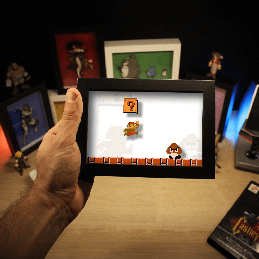 Dioramax - Cadre lumineux LED Super Mario | Déco Gaming-room | Tableau lumineux | Affiche jeux vidéo | Idée cadeau gamer | Retro-gaming