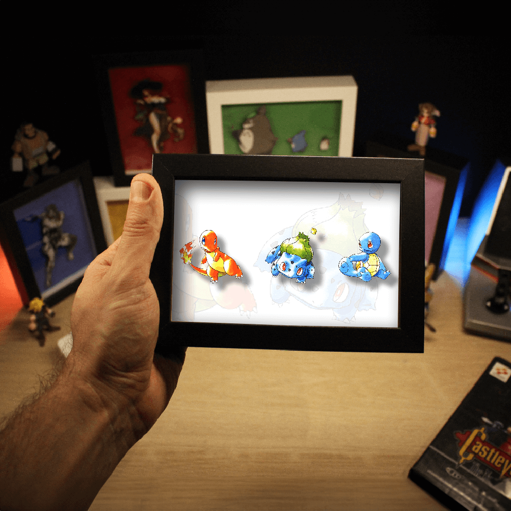 Dioramax - Cadre lumineux LED Pokemon | Déco Gaming-room | Tableau lumineux | Affiche jeux vidéo | Idée cadeau gamer | Retro-gaming