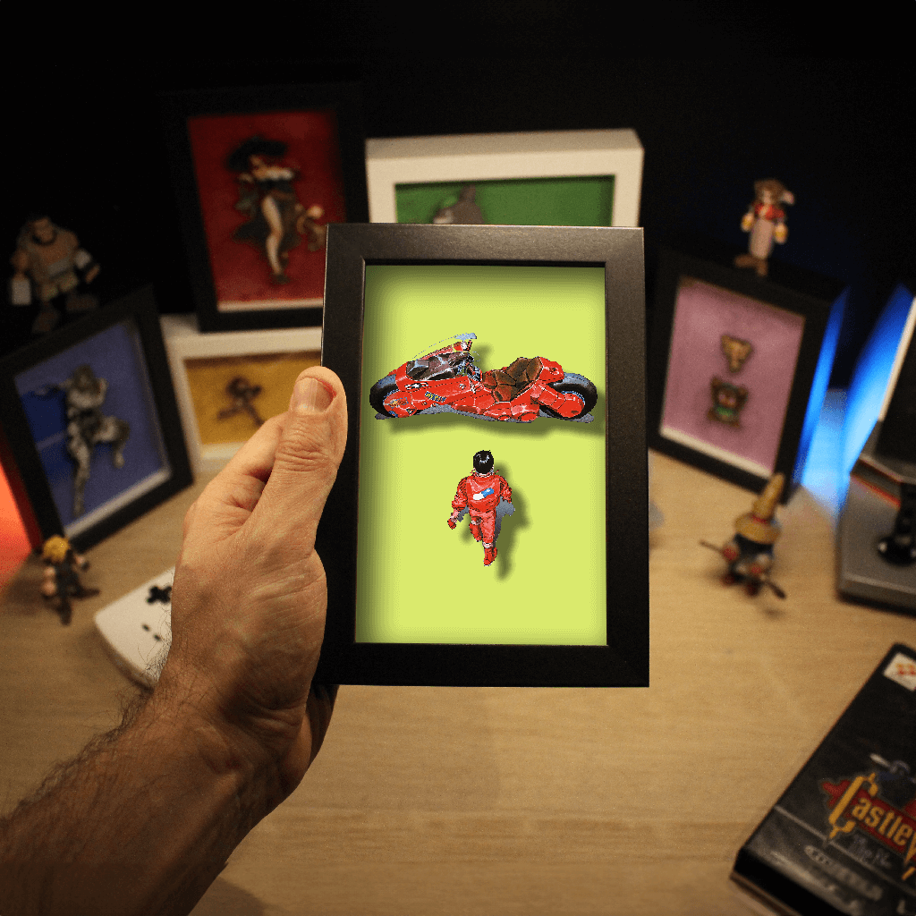 Dioramax - Cadre lumineux LED Akira | Déco Gaming-room | Tableau lumineux | Affiche jeux vidéo | Idée cadeau gamer | Retro-gaming
