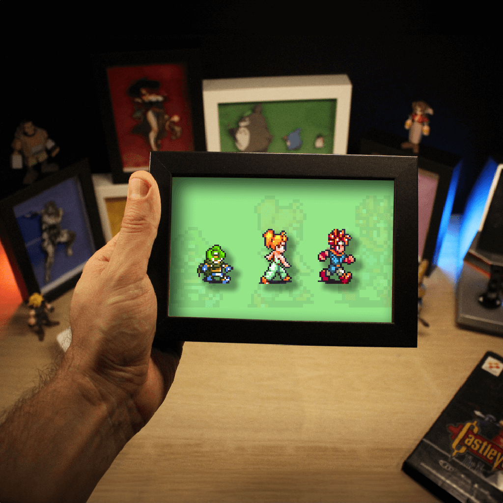 Dioramax - Cadre lumineux LED Chrono Trigger | Déco Gaming-room | Tableau lumineux | Affiche jeux vidéo | Idée cadeau gamer | Retro-gaming
