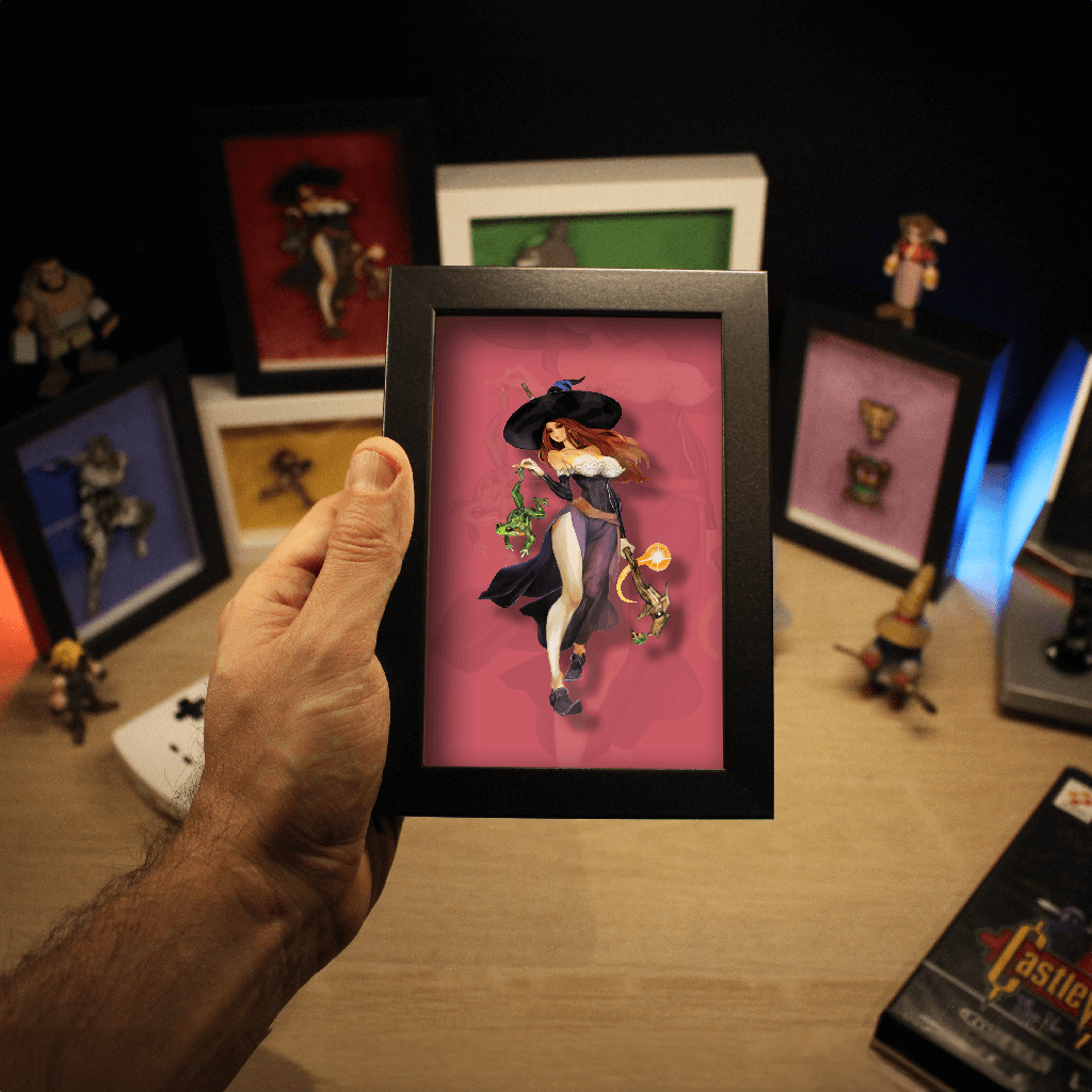 Dioramax - Cadre lumineux LED Dragon's crown | Déco Gaming-room | Tableau lumineux | Affiche jeux vidéo | Idée cadeau gamer | Retro-gaming