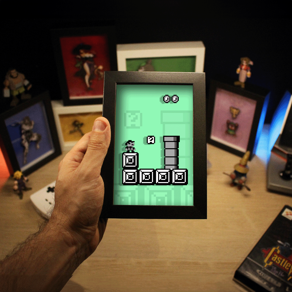 Dioramax - Cadre lumineux LED Super Mario Land| Déco Gaming-room | Tableau lumineux | Affiche jeux vidéo | Idée cadeau gamer | Retro-gaming