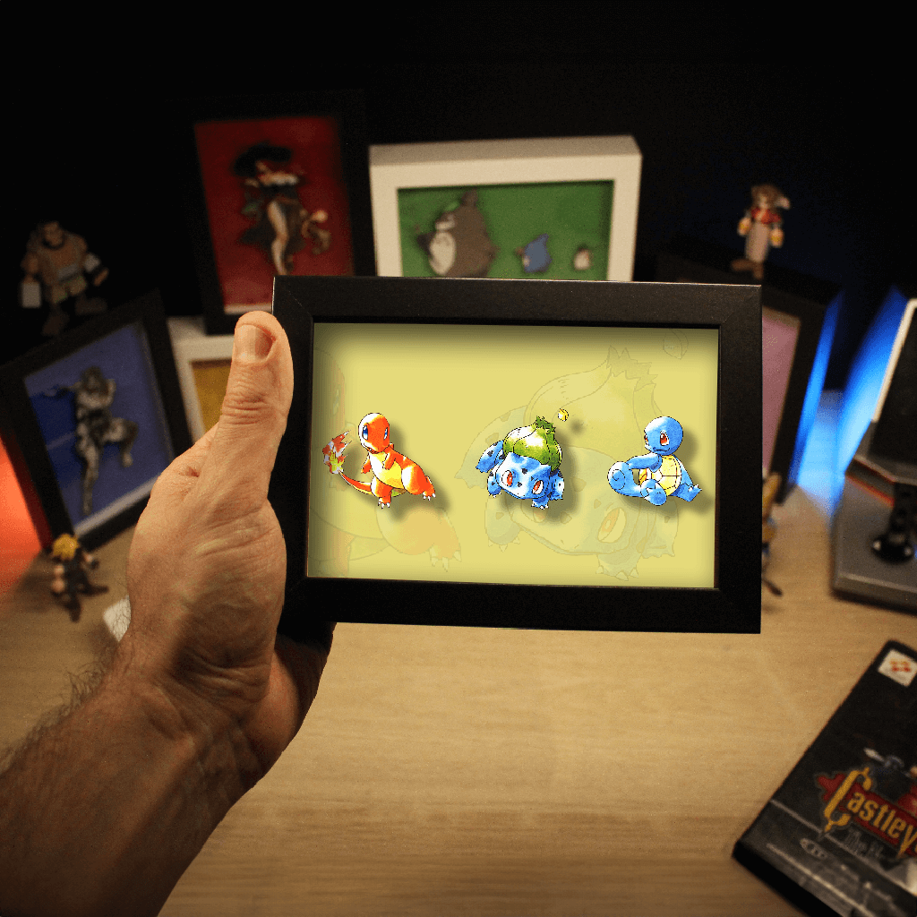 Dioramax - Cadre lumineux LED Pokemon | Déco Gaming-room | Tableau lumineux | Affiche jeux vidéo | Idée cadeau gamer | Retro-gaming