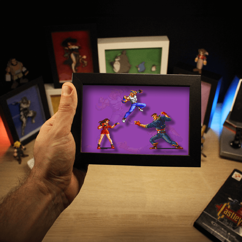 Dioramax - Cadre lumineux LED Street of Rage | Déco Gaming-room | Tableau lumineux | Affiche jeux vidéo | Idée cadeau gamer | Retro-gaming