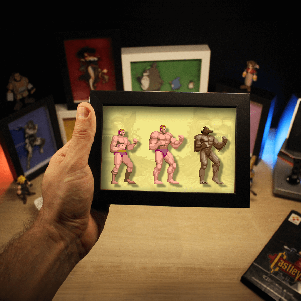 Dioramax - Cadre lumineux LED Altered Beast | Déco Gaming-room | Tableau lumineux | Affiche jeux vidéo | Idée cadeau gamer | Retro-gaming