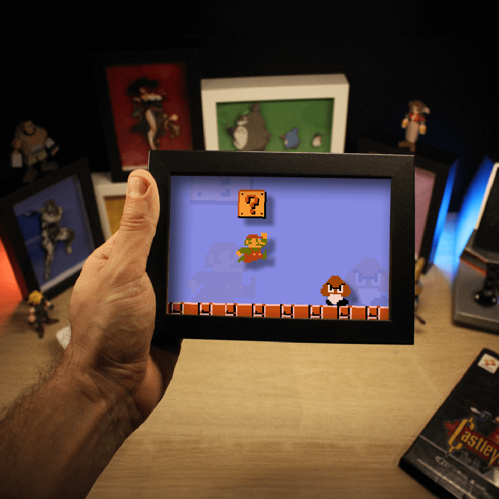 Dioramax - Cadre lumineux LED Super Mario | Déco Gaming-room | Tableau lumineux | Affiche jeux vidéo | Idée cadeau gamer | Retro-gaming