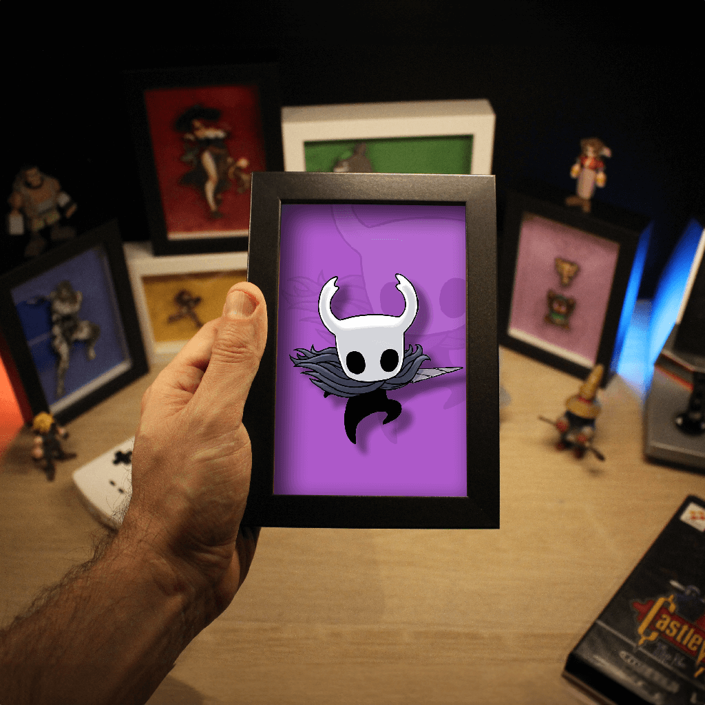 Dioramax - Cadre lumineux LED Hollow knight | Déco Gaming-room | Tableau lumineux | Affiche jeux vidéo | Idée cadeau gamer | Retro-gaming