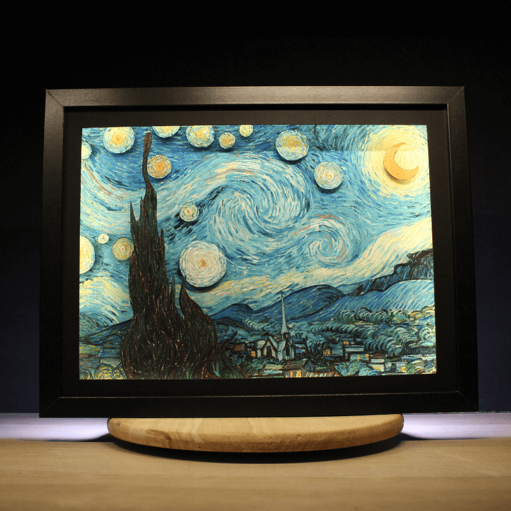 Dioramax - Cadre lumineux LED Super Van gogh| Déco Gaming-room | Tableau lumineux | Affiche jeux vidéo | Idée cadeau gamer | Retro-gaming