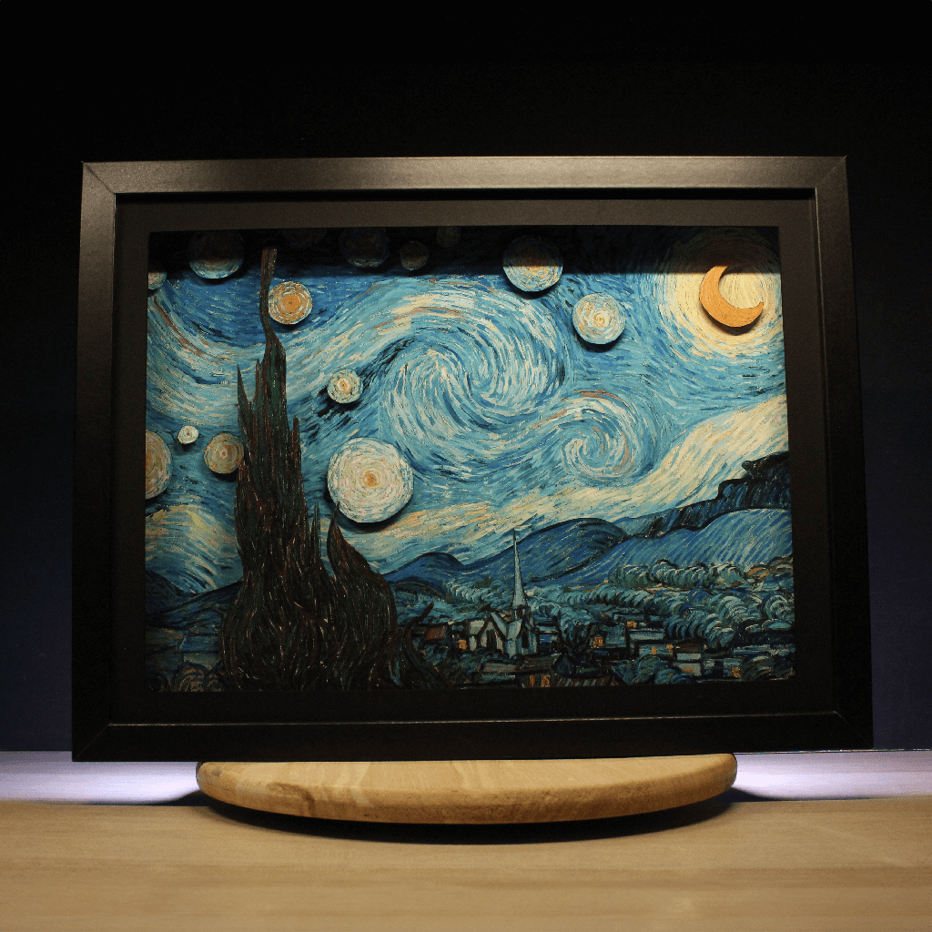 Dioramax - Cadre lumineux LED Super Van gogh | Déco Gaming-room | Tableau lumineux | Affiche jeux vidéo | Idée cadeau gamer | Retro-gaming