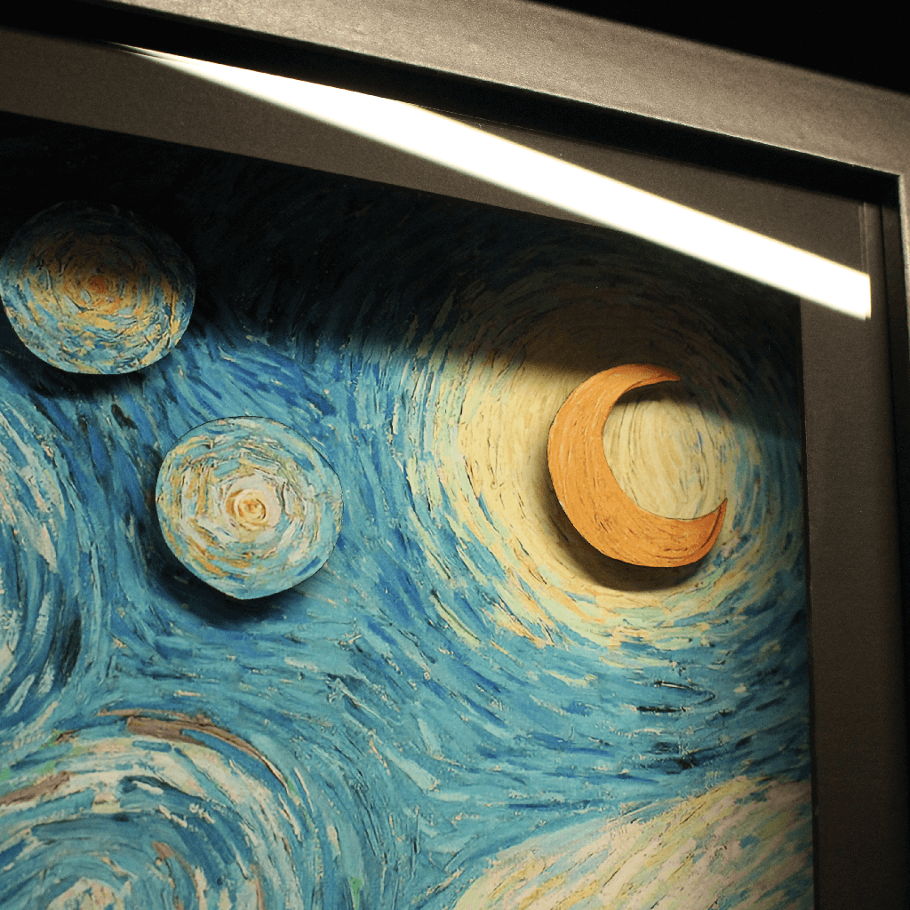 Dioramax - Cadre lumineux LED Super Van gogh | Déco Gaming-room | Tableau lumineux | Affiche jeux vidéo | Idée cadeau gamer | Retro-gaming