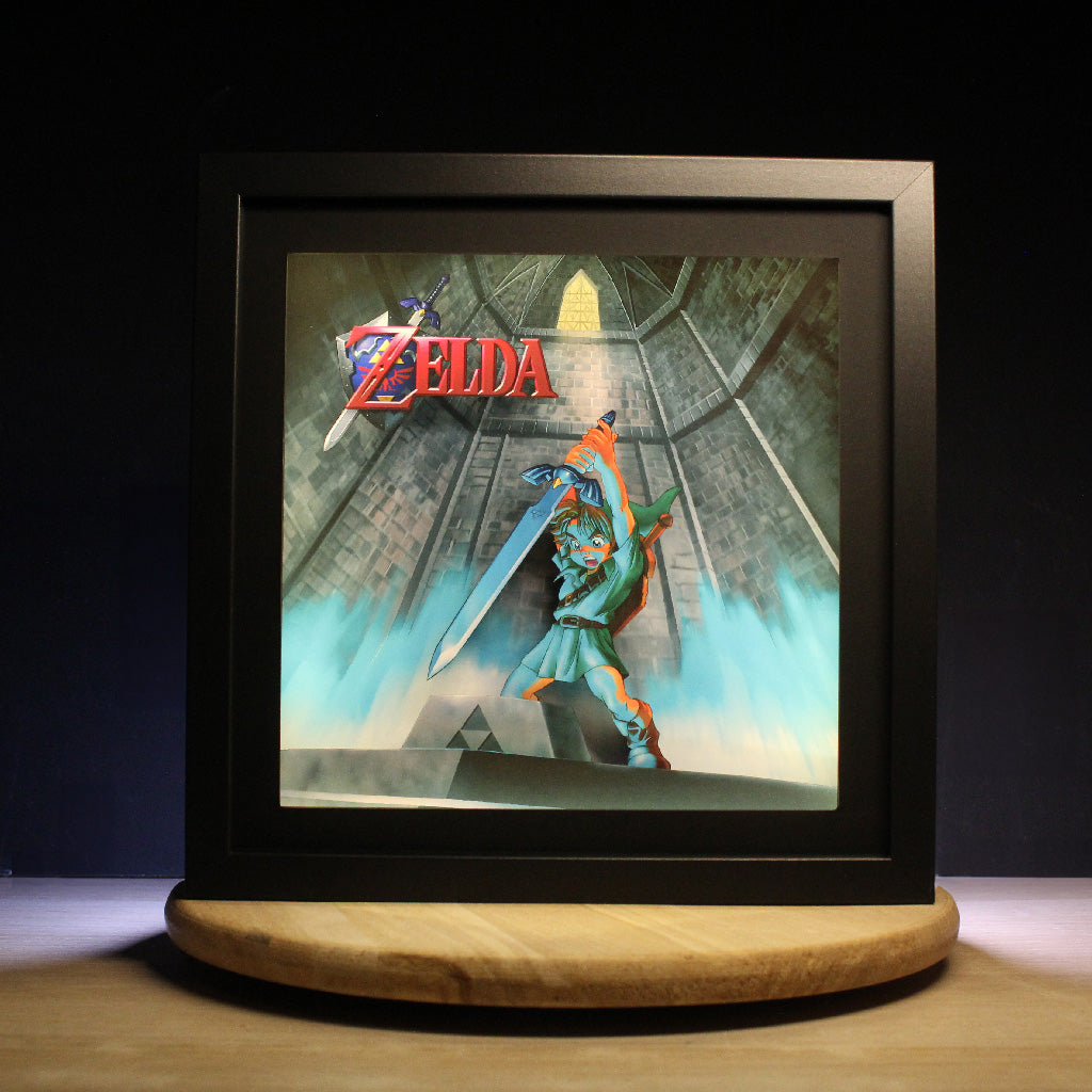Dioramax - Cadre lumineux LED Zelda Ocarina | Déco Gaming-room | Tableau lumineux | Affiche jeux vidéo | Idée cadeau gamer | Retro-gaming
