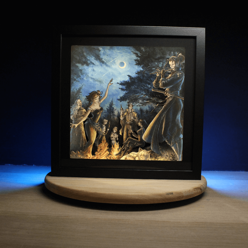 Dioramax - Cadre lumineux LED Octopath travellers 2 | Déco Gaming-room | Tableau lumineux | Affiche jeux vidéo | Idée cadeau gamer | Retro-gaming