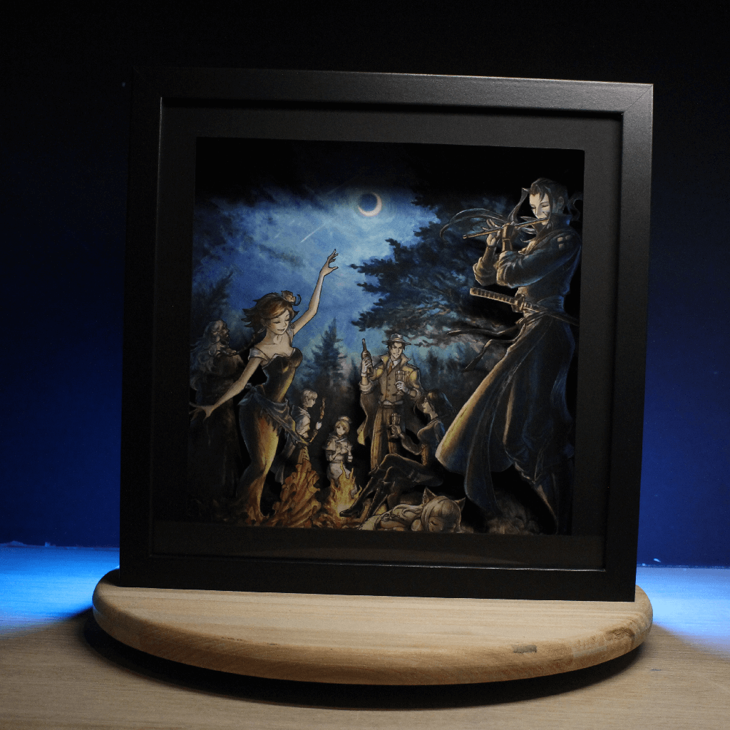 Dioramax - Cadre lumineux LED Octopath travellers 2 | Déco Gaming-room | Tableau lumineux | Affiche jeux vidéo | Idée cadeau gamer | Retro-gaming